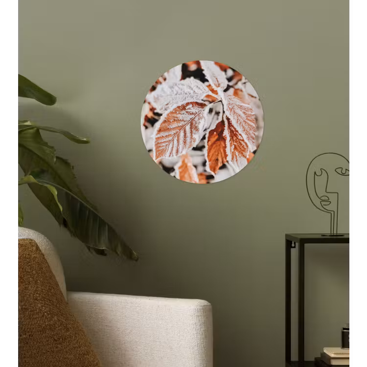 Bladeren - IJs - Winter - Natuur Wandcirkel behangsticker klein -sfeer2