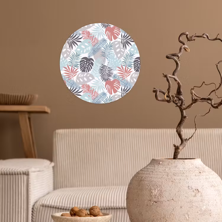 Bladeren - Jungle - Pastel - Tropisch Wandcirkel behangsticker klein -sfeer1