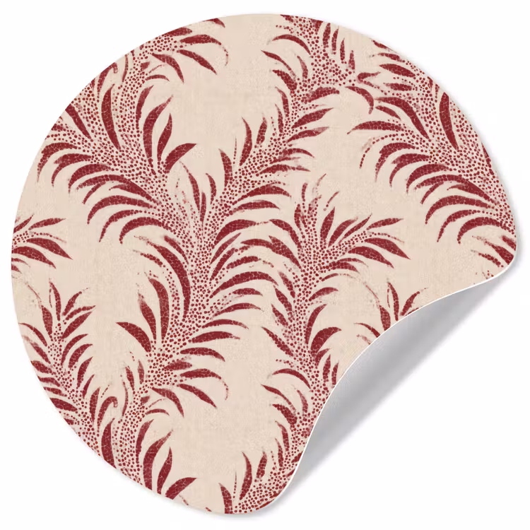 Bladeren - Linnen - Rood Wandcirkel behangsticker klein 186 -3d