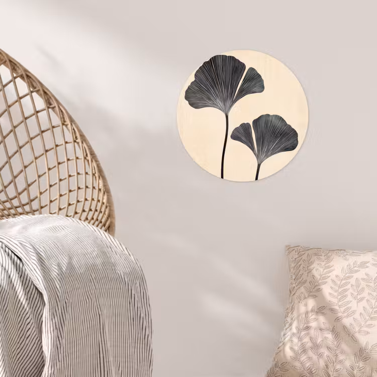 Bladeren - Minimalistisch - Zwart Wandcirkel behangsticker klein -sfeer4