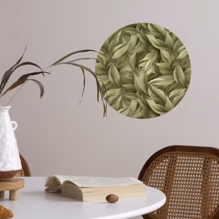 Bladeren - Modern - Groen Wandcirkel behangsticker klein 186 -sfeer3