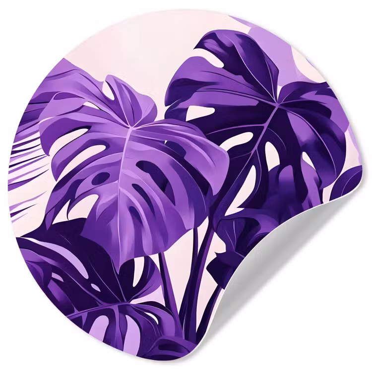 Bladeren - Paars - Tropisch - Abstract Wandcirkel behangsticker klein -3d