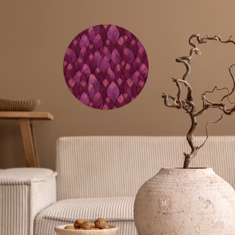 Bladeren - Patroon - Burgundy Wandcirkel behangsticker klein 186 -sfeer1