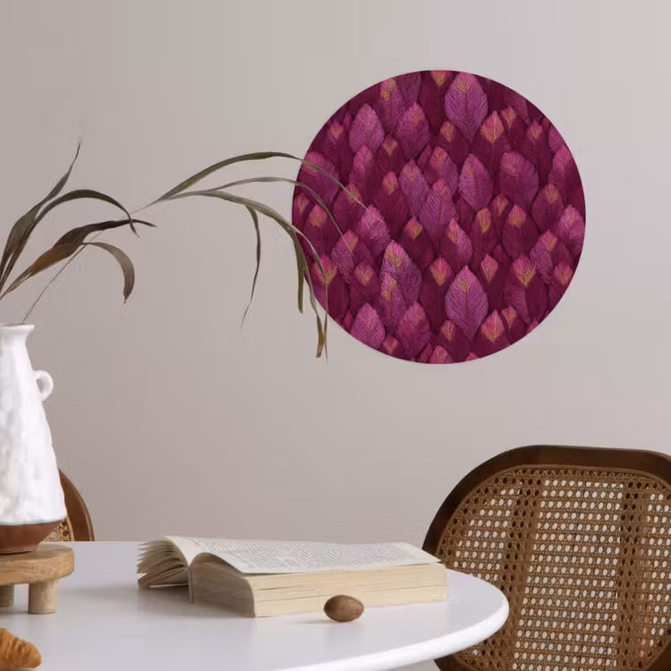 Bladeren - Patroon - Burgundy Wandcirkel behangsticker klein 186 -sfeer3