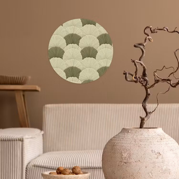 Bladeren - Structuur - Groen Wandcirkel behangsticker klein 186 -sfeer1