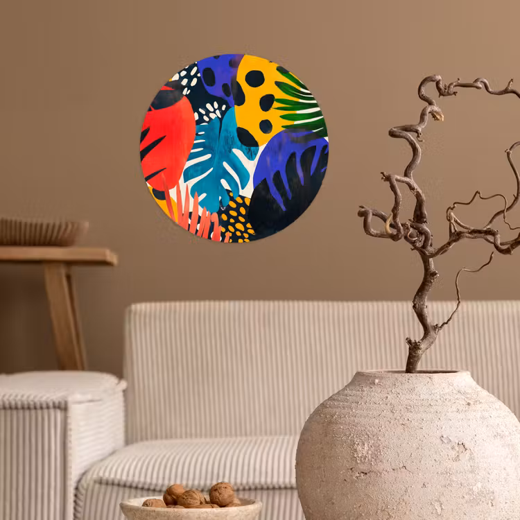 Bladeren - Vormen - Abstract - Kleurrijk Wandcirkel behangsticker klein -sfeer1