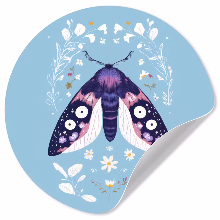 Bladeren - Wit - Vlinder - Insect Wandcirkel behangsticker klein -3d