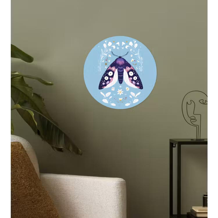 Bladeren - Wit - Vlinder - Insect Wandcirkel behangsticker klein -sfeer2