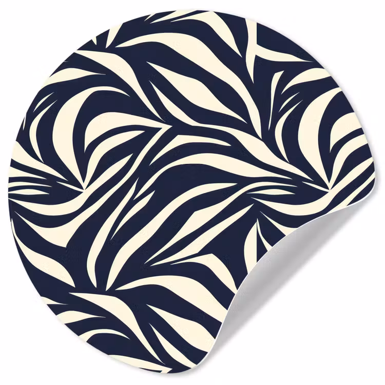 Bladvormen - Blauw - Patroon - Wit Wandcirkel behangsticker klein 186 -3d