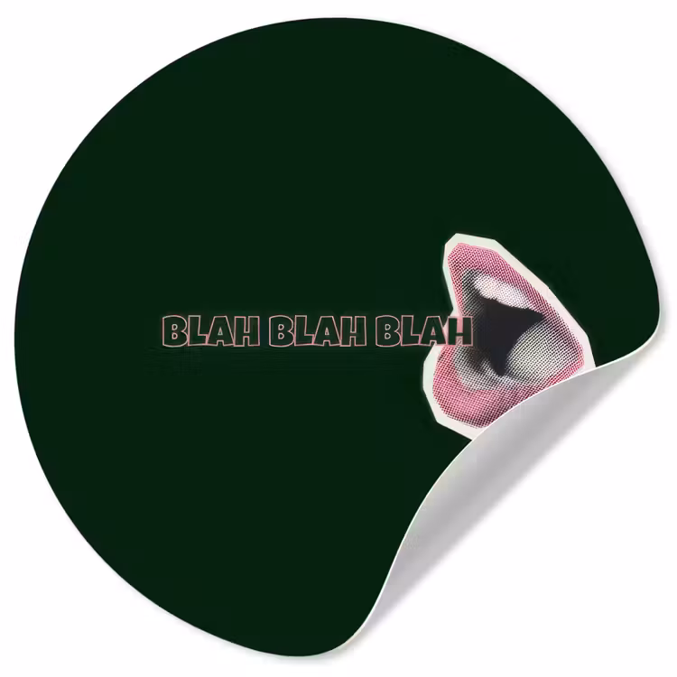 BLAH BLAH BLAH - Mond - Groen Wandcirkel behangsticker klein -3d