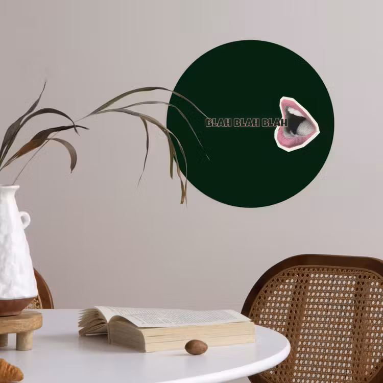 BLAH BLAH BLAH - Mond - Groen Wandcirkel behangsticker klein -sfeer3