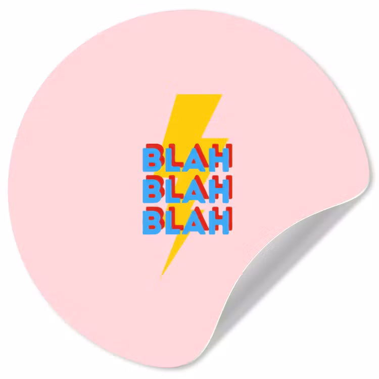 Blah - Bliksem - Roze Wandcirkel behangsticker klein -3d