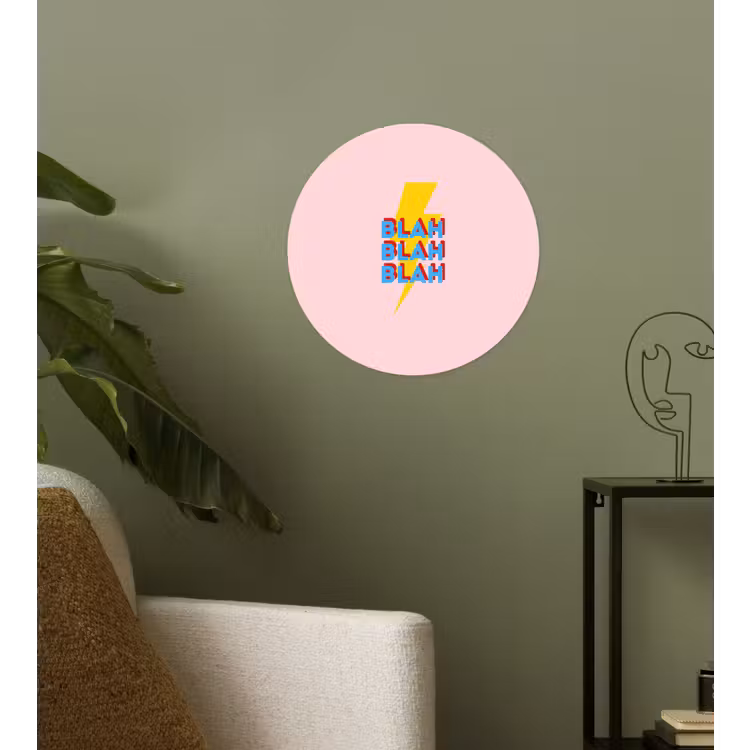 Blah - Bliksem - Roze Wandcirkel behangsticker klein -sfeer2