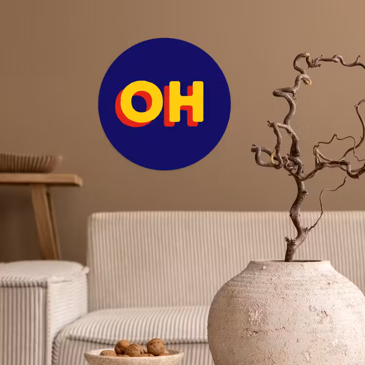 Blauw - Geel - OH - Schaduw Wandcirkel behangsticker klein -sfeer1