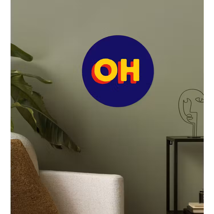 Blauw - Geel - OH - Schaduw Wandcirkel behangsticker klein -sfeer2