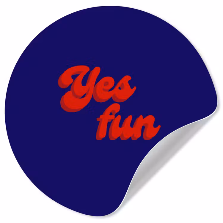 Blauw - Rood - Yes fun - 3D Wandcirkel behangsticker klein -3d