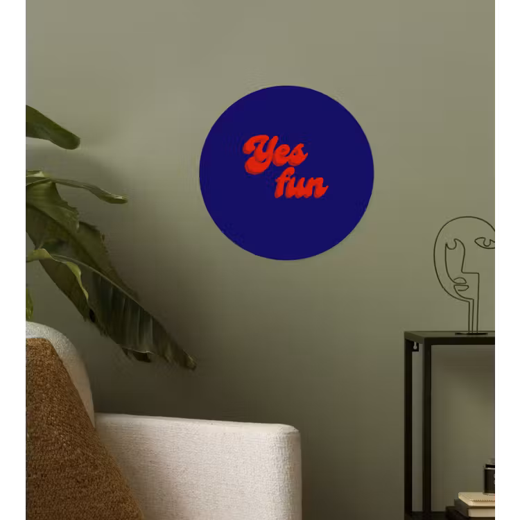 Blauw - Rood - Yes fun - 3D Wandcirkel behangsticker klein -sfeer2