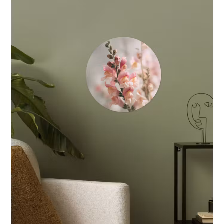Bloem - Leeuwenbek - Roze - Stengel Wandcirkel behangsticker klein -sfeer2