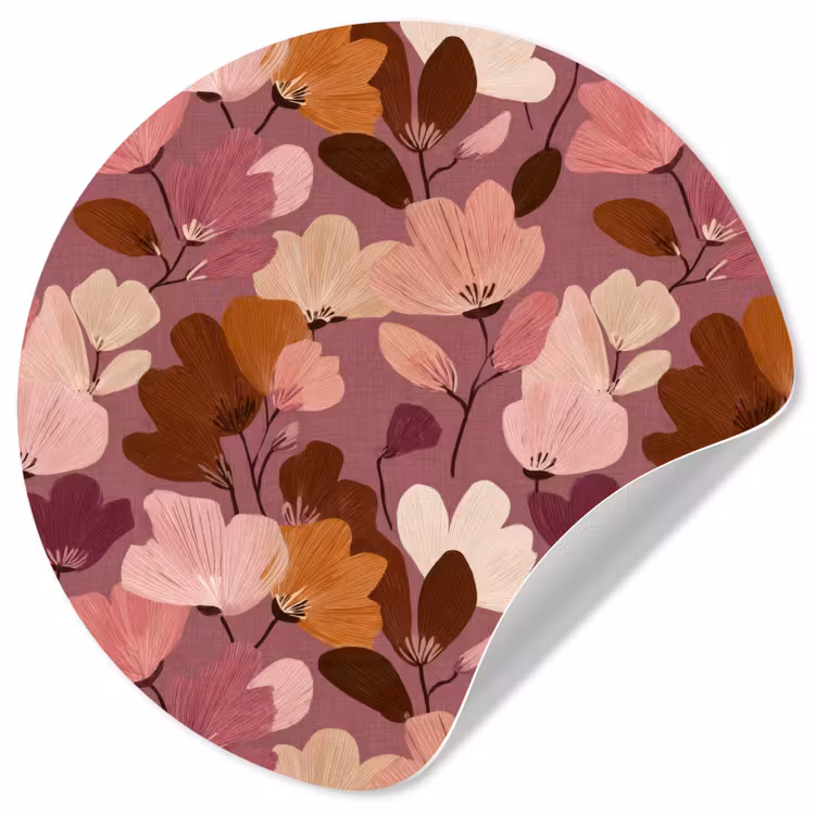 Bloem - Patroon - Roze Wandcirkel behangsticker klein 186 -3d