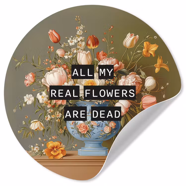 Bloem - Quote - Vintage - Art Wandcirkel behangsticker klein -3d