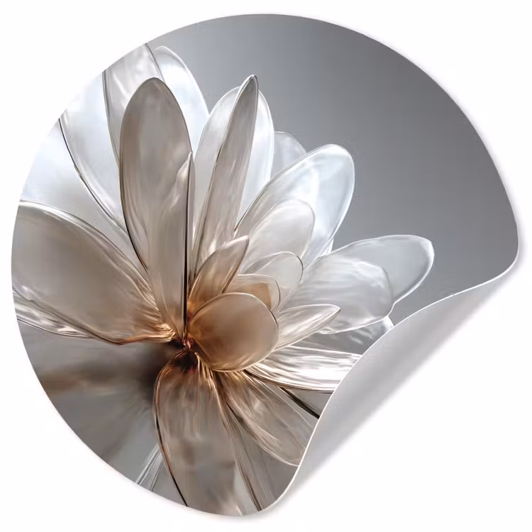 Bloem - Wit - Neutraal Wandcirkel behangsticker klein -3d