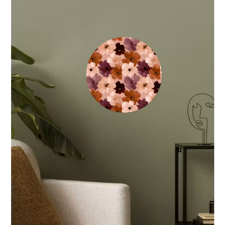 Bloemen - Abstract - Aardetinten Wandcirkel behangsticker klein 186 -sfeer2