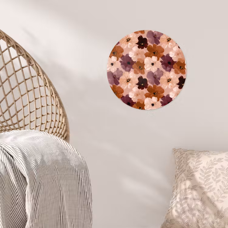 Bloemen - Abstract - Aardetinten Wandcirkel behangsticker klein 186 -sfeer4