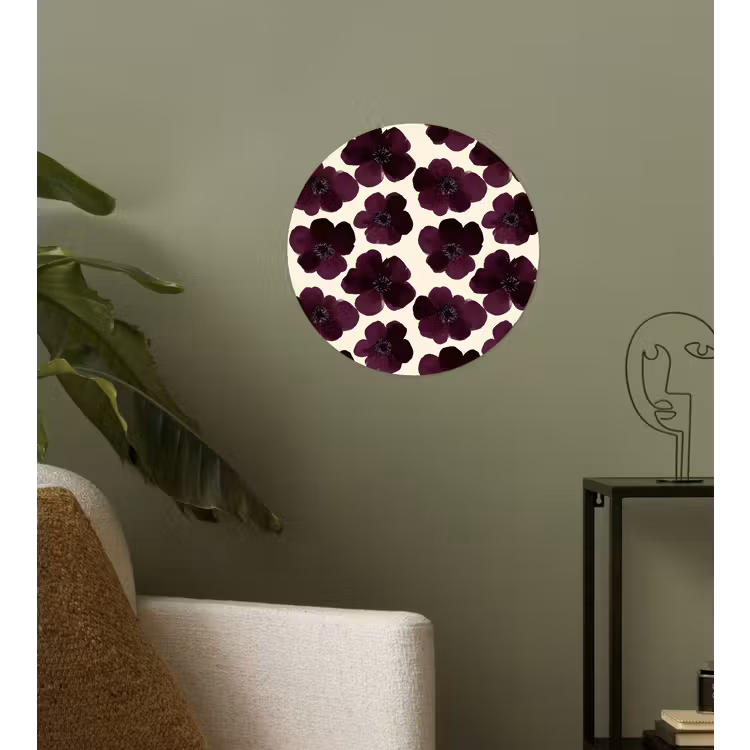 Bloemen - Aquarel - Paars Wandcirkel behangsticker klein 186 -sfeer2