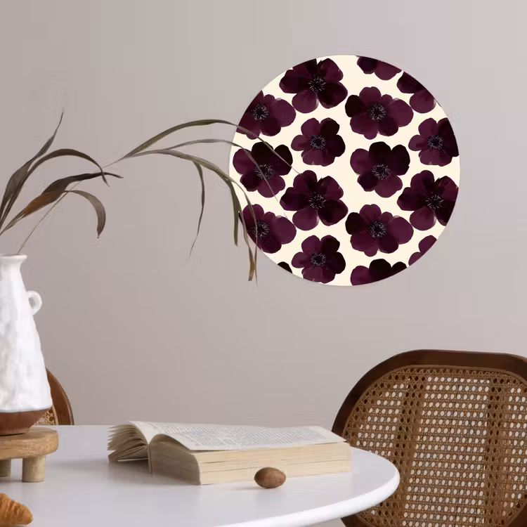Bloemen - Aquarel - Paars Wandcirkel behangsticker klein 186 -sfeer3