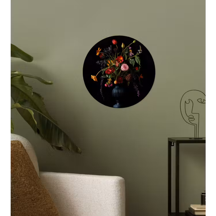 Bloemen - Bessen - Klassiek Wandcirkel behangsticker klein -sfeer2