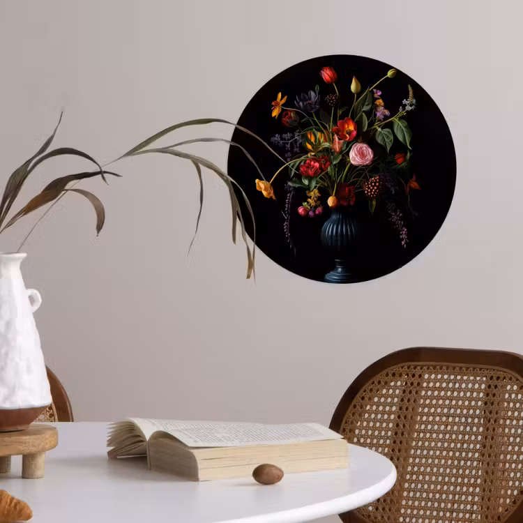 Bloemen - Bessen - Klassiek Wandcirkel behangsticker klein -sfeer3