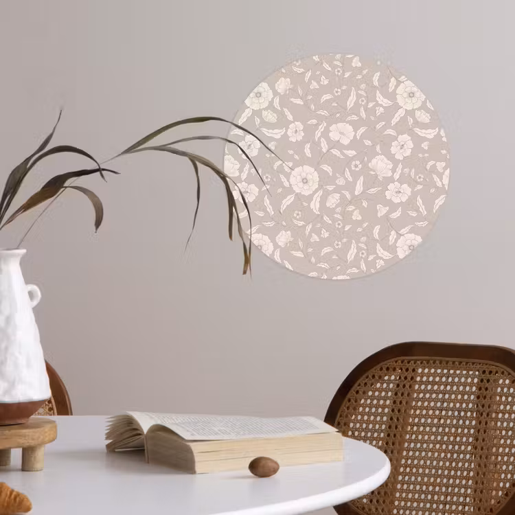 Bloemen - Blaadjes - Patroon Wandcirkel behangsticker klein 186 -sfeer3