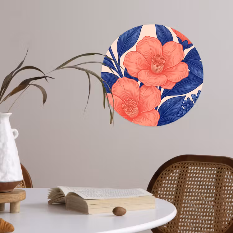 Behangcirkel - Bloemen - Bladeren - Botanisch - Bloemen - Bladeren - Botanisch Wandcirkel behangsticker klein