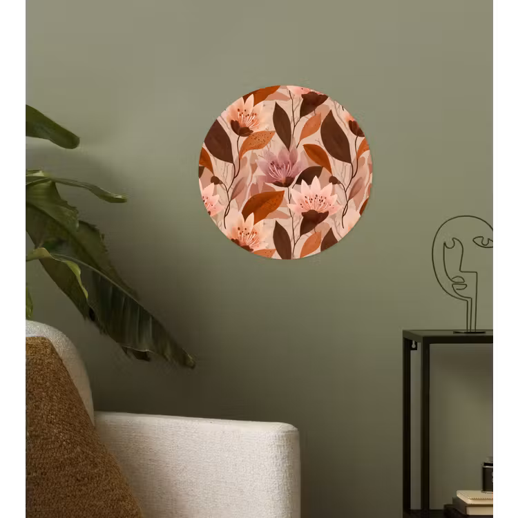 Bloemen - Bladeren - Bruin Wandcirkel behangsticker klein 186 -sfeer2