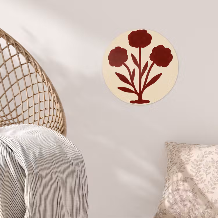 Bloemen - Bladeren - Rood - Minimalistisch Wandcirkel behangsticker klein -sfeer4