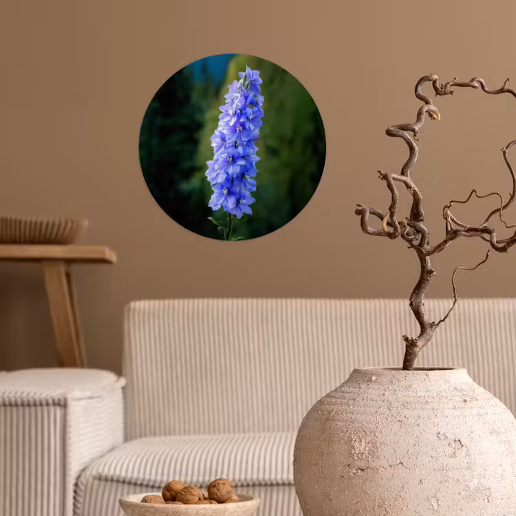 Bloemen - Blauw - Dennenboom Wandcirkel behangsticker klein -sfeer1