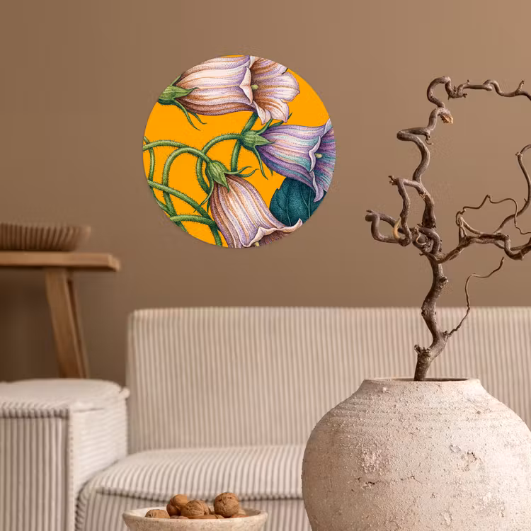 Behangcirkel - Bloemen - Botanisch - Geel - Bloemen - Botanisch - Geel Wandcirkel behangsticker klein