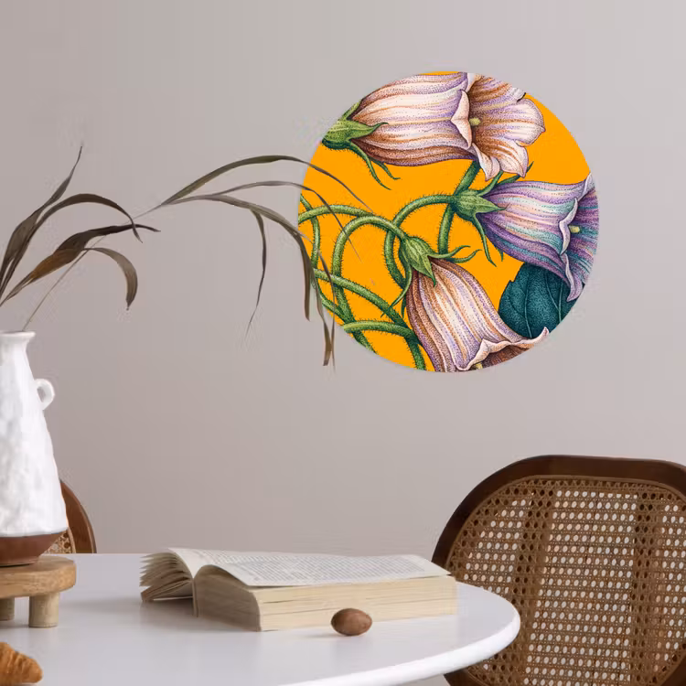 Behangcirkel - Bloemen - Botanisch - Geel - Bloemen - Botanisch - Geel Wandcirkel behangsticker klein