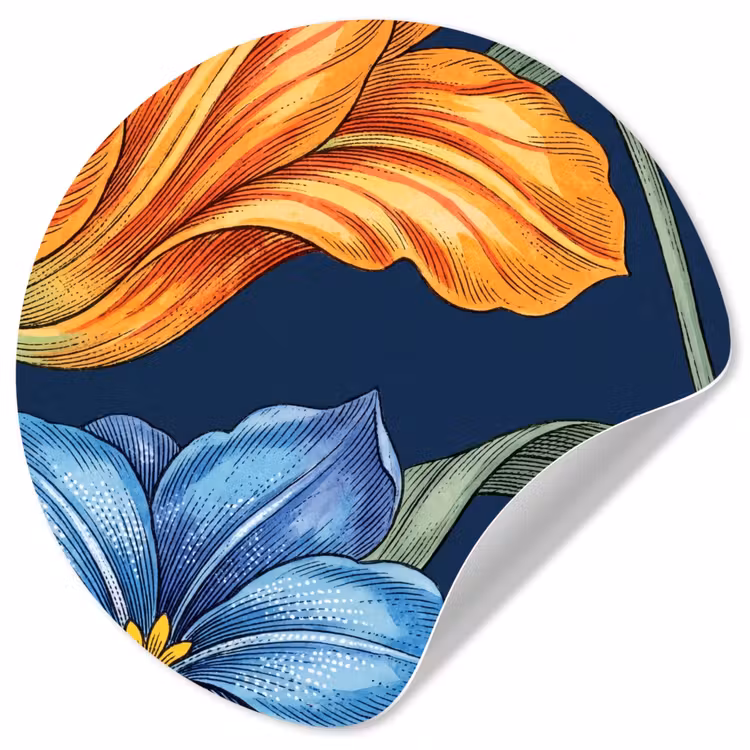 Behangcirkel - Bloemen - Botanisch - Patroon - Bloemen - Botanisch - Patroon Wandcirkel behangsticker klein