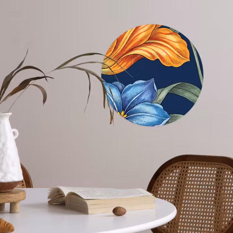 Behangcirkel - Bloemen - Botanisch - Patroon - Bloemen - Botanisch - Patroon Wandcirkel behangsticker klein