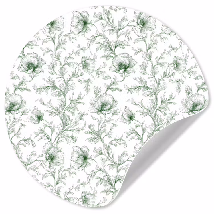 Bloemen - Getekend - Groen Wandcirkel behangsticker klein 186 -3d