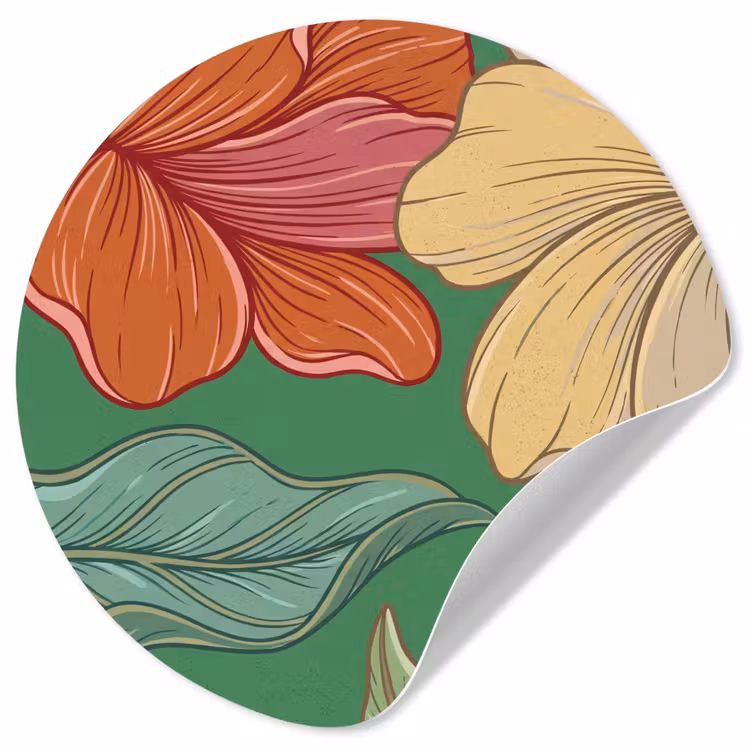 Behangcirkel - Bloemen - Groen - Illustratie - Bloemen - Groen - Illustratie Wandcirkel behangsticker klein