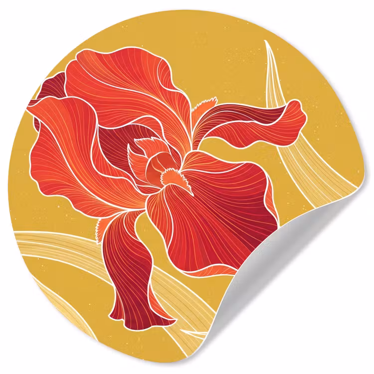 Behangcirkel - Bloemen - Illustratie - Rood - Bloemen - Illustratie - Rood Wandcirkel behangsticker klein