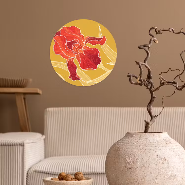 Behangcirkel - Bloemen - Illustratie - Rood - Bloemen - Illustratie - Rood Wandcirkel behangsticker klein