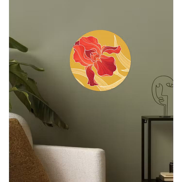 Behangcirkel - Bloemen - Illustratie - Rood - Bloemen - Illustratie - Rood Wandcirkel behangsticker klein