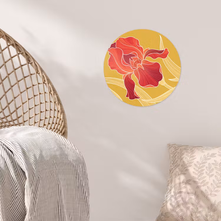 Behangcirkel - Bloemen - Illustratie - Rood - Bloemen - Illustratie - Rood Wandcirkel behangsticker klein