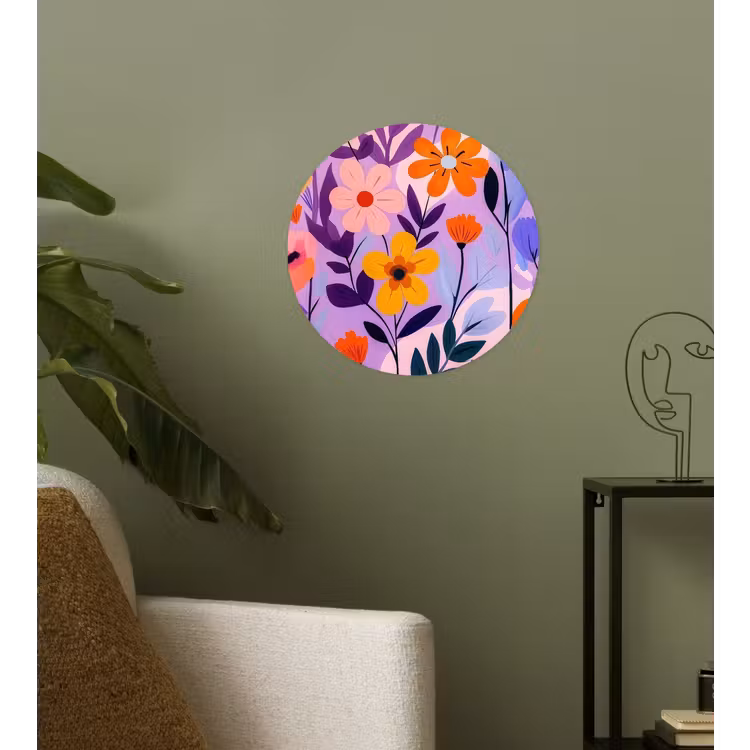 Bloemen - Kleurrijk - Bladeren Wandcirkel behangsticker klein -sfeer2