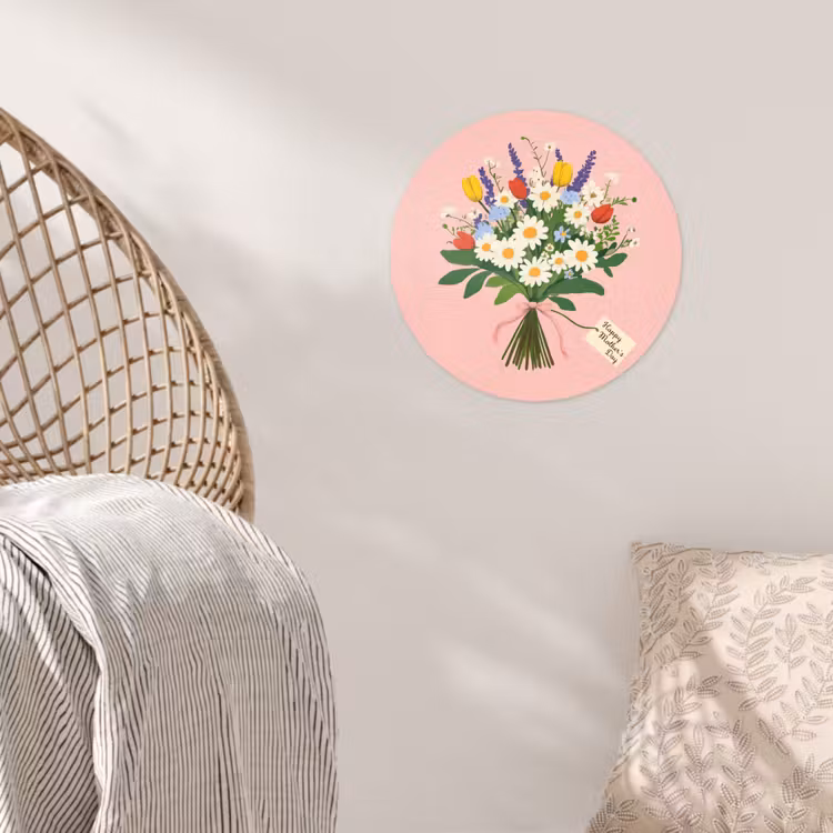 Bloemen - Lint - Kaartje Wandcirkel behangsticker klein -sfeer4