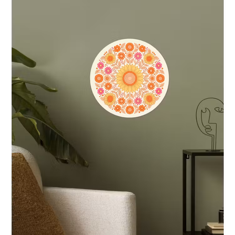 Bloemen - Mandala - Patroon - Kleurrijk Wandcirkel behangsticker klein -sfeer2