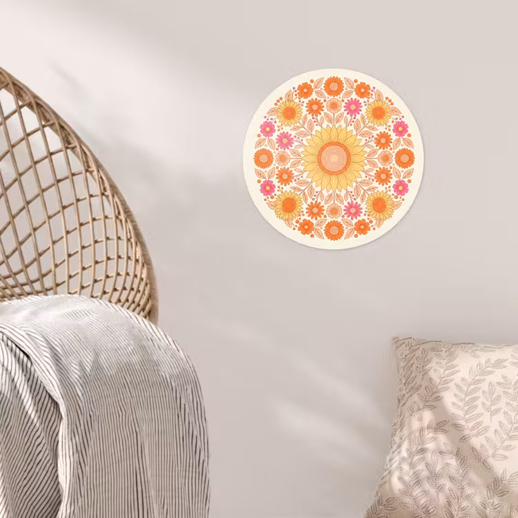 Bloemen - Mandala - Patroon - Kleurrijk Wandcirkel behangsticker klein -sfeer4